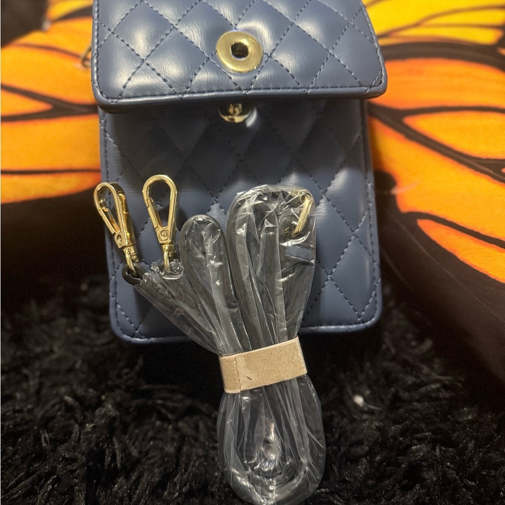 Quilted Blue Crossbody Bag